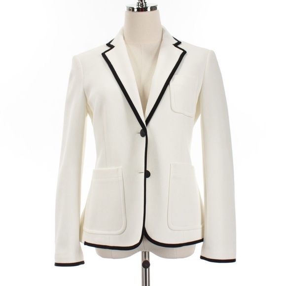 rag & bone Jackets & Blazers - rag & bone Nancie Pique Blazer Size 4 in Marshmallow White w/ Black Trim
